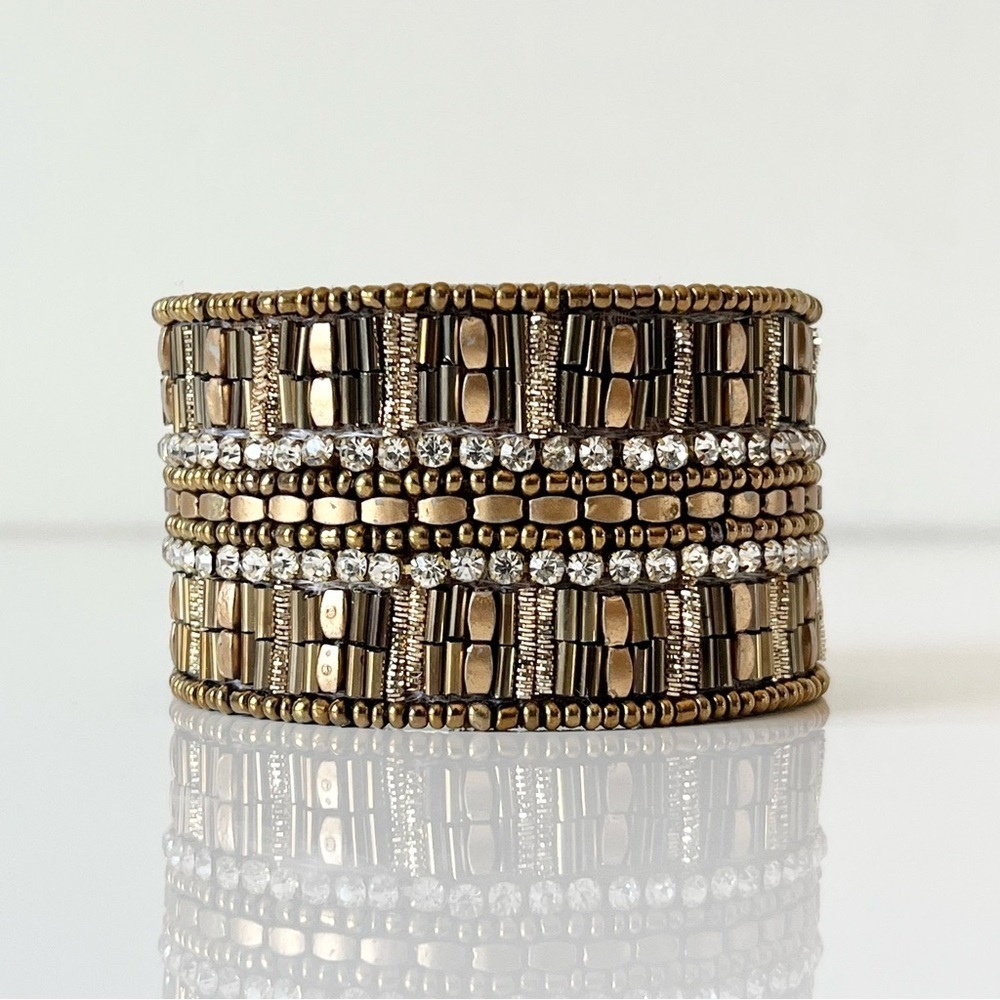 Rhinestone Brass Cuff Bracelet